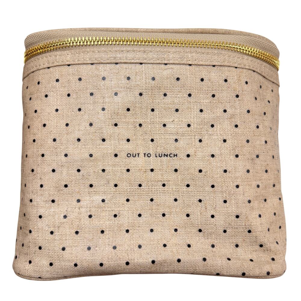 KATE SPADE Out To Lunch Handbag Beige Tone Polka Dots Insulated Lunch Tote Bag